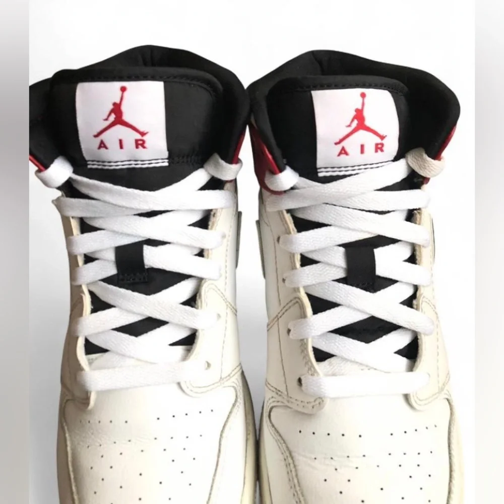 Size 7Y- Jordan 1 Mid White Chicago 2019 White Black Gym Red